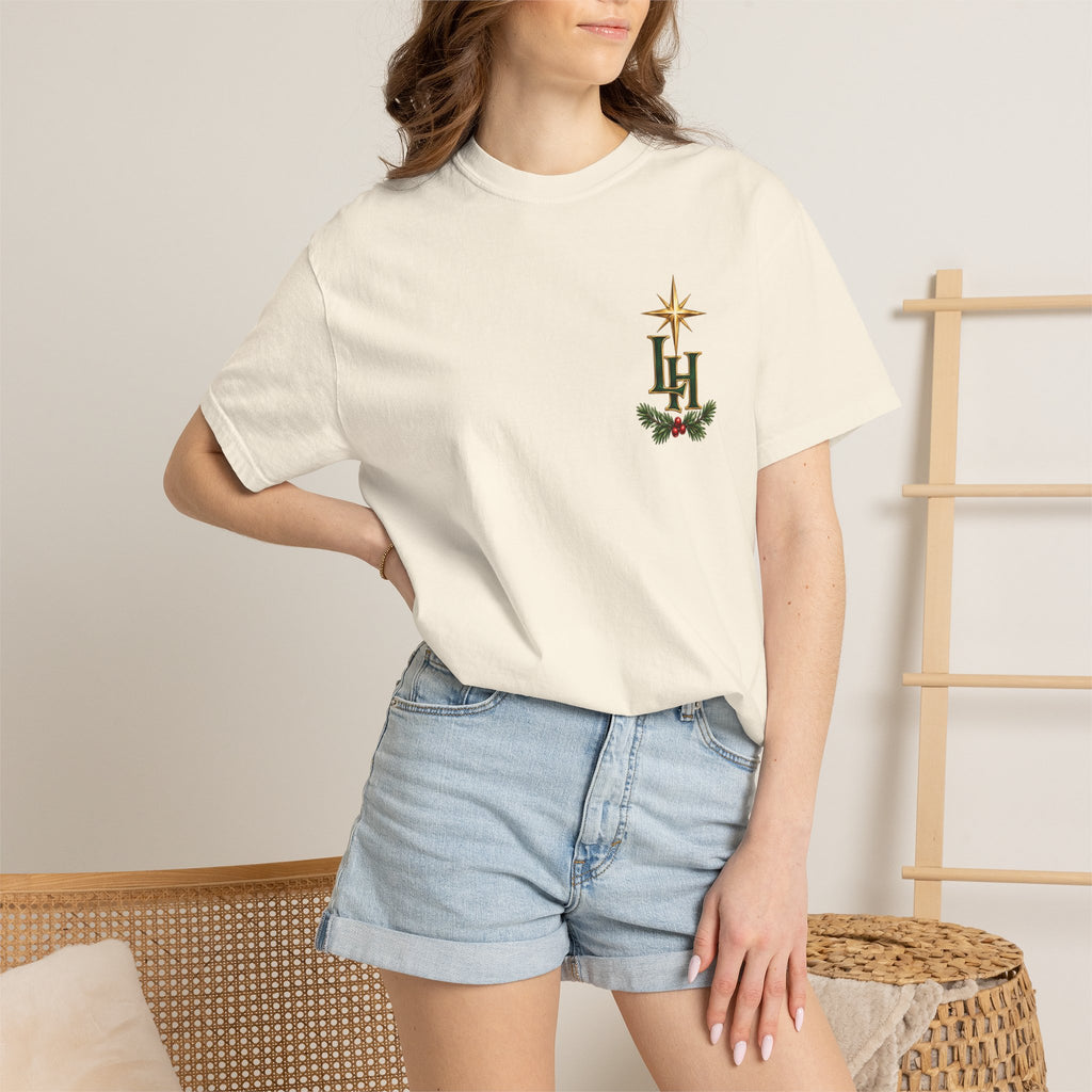 Christmas T-Shirt — "All Is Calm, All Is Bright" Church Scene Holiday Tee