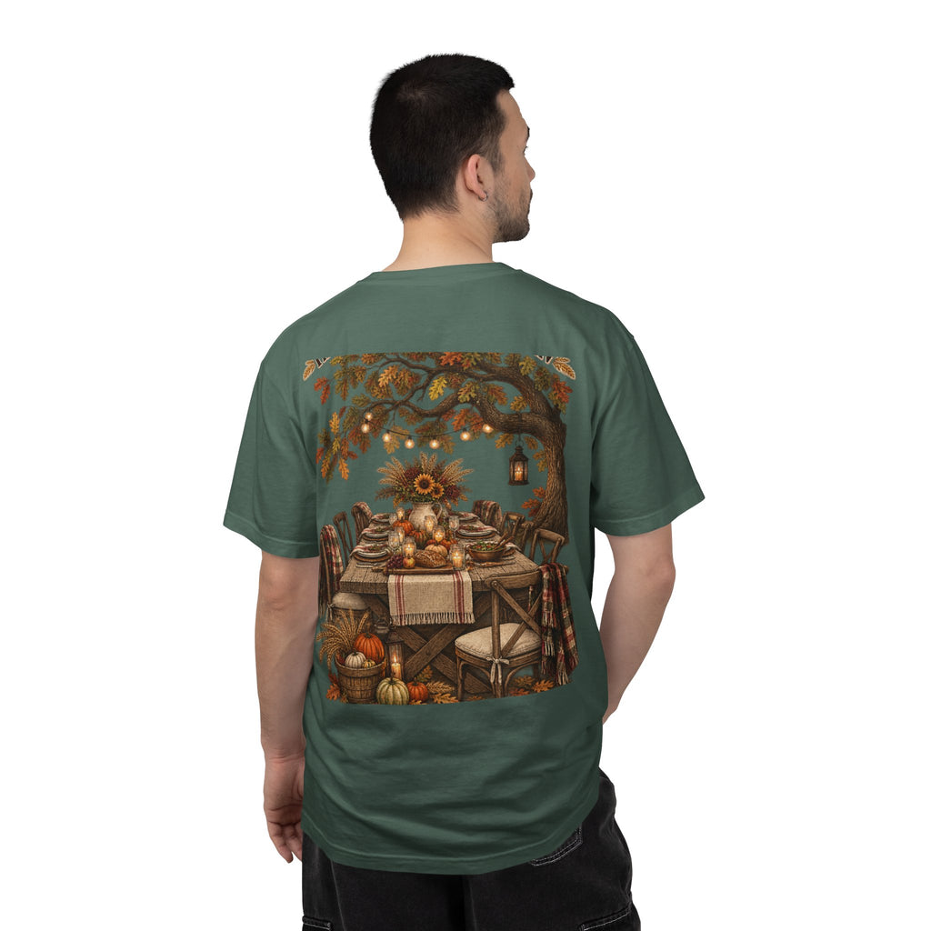 Autumn Harvest T-Shirt — Thanksgiving Rustic Table Fall Pumpkin Graphic