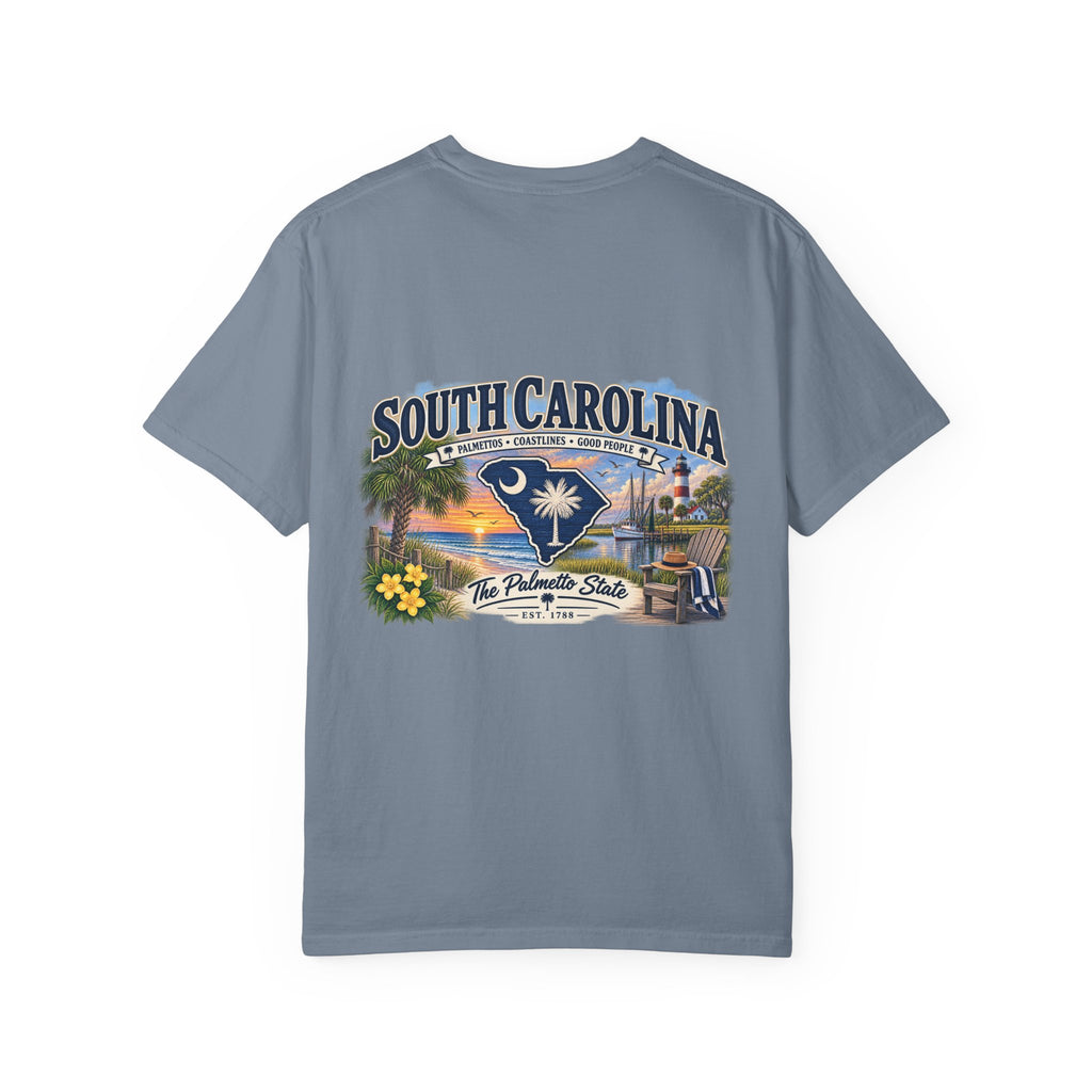 South Carolina Palmetto State T-Shirt — Scenic Beach Sunset Souvenir
