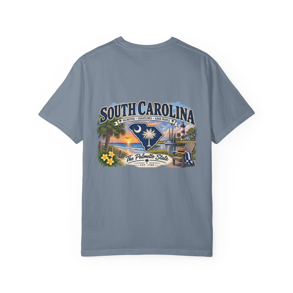 South Carolina Palmetto State T-Shirt — Scenic Beach Sunset Souvenir