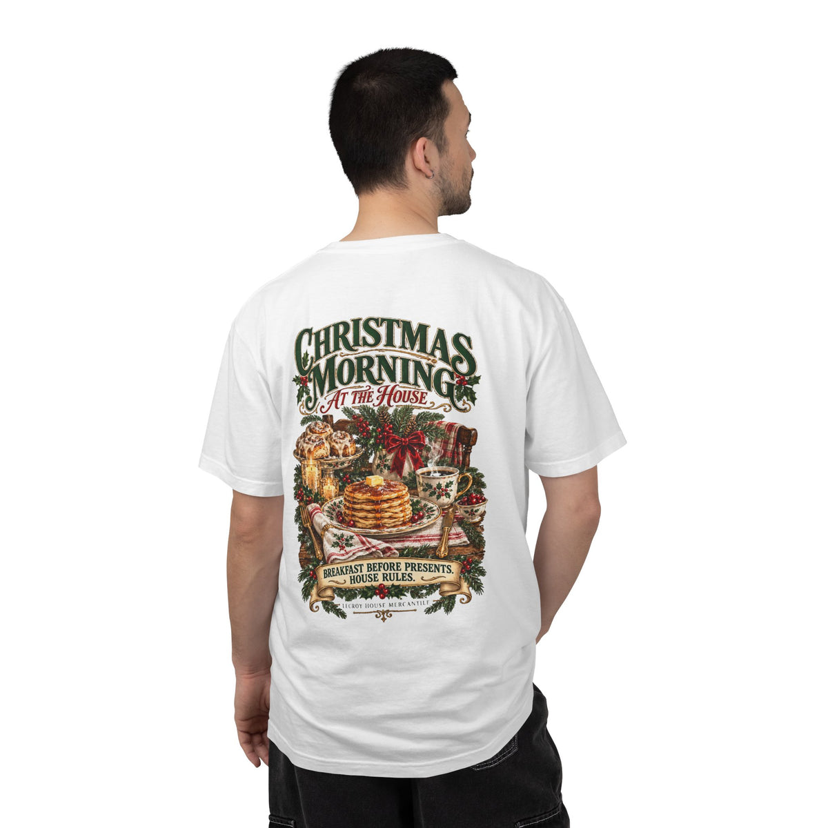 Christmas Morning Tee — Holiday Breakfast & Presents Graphic T-Shirt