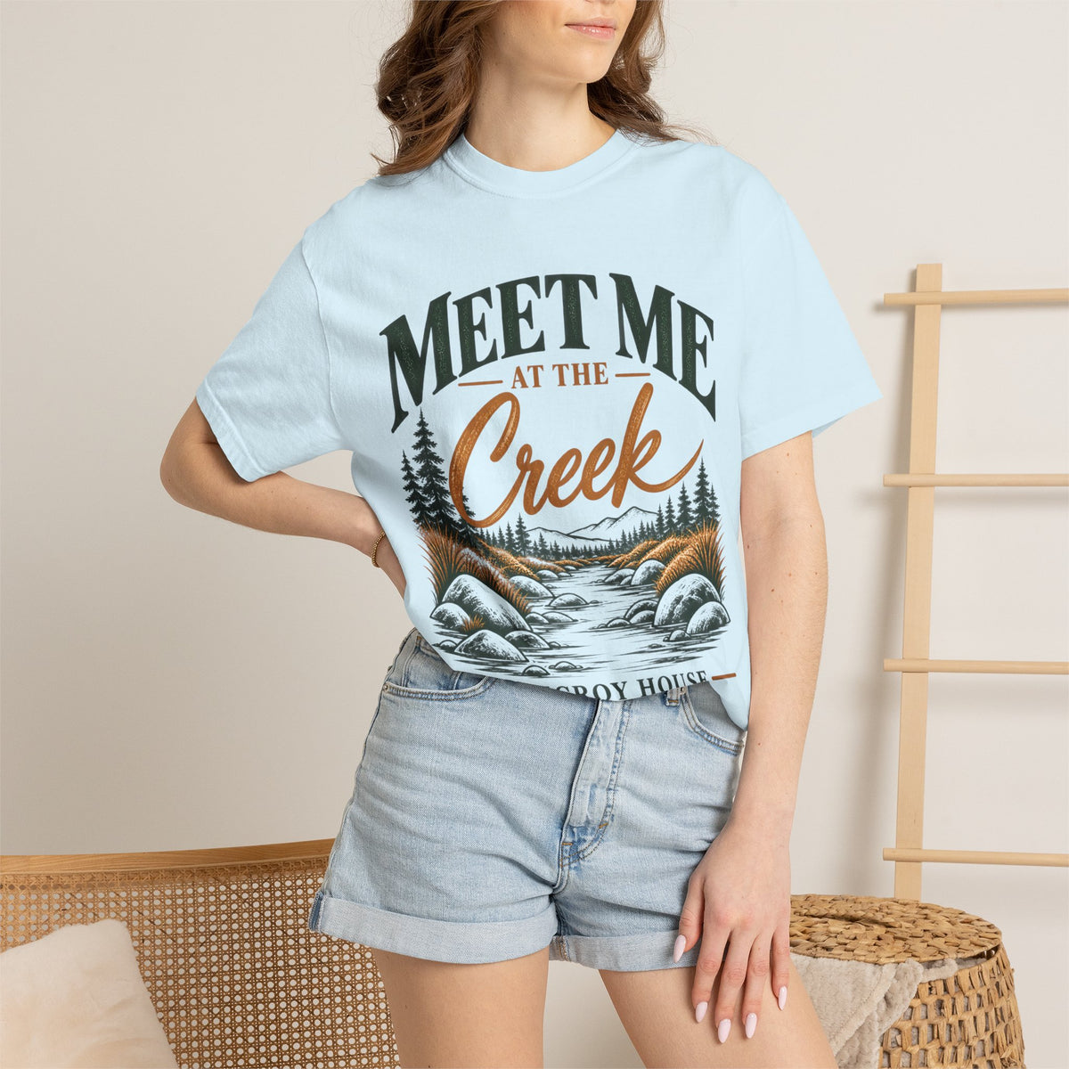Meet Me at the Creek T-Shirt — Vintage Nature Graphic Tee for Outdoors Lovers