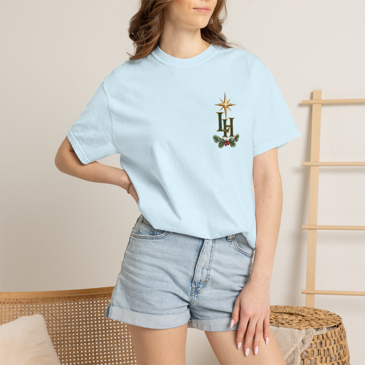 Christmas T-Shirt — "All Is Calm, All Is Bright" Church Scene Holiday Tee
