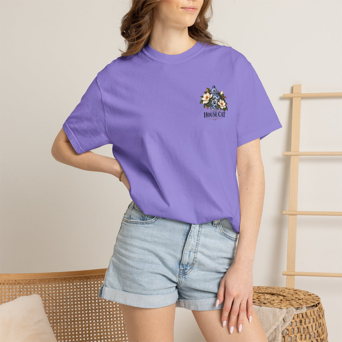 T-Shirt — Cozy Cat Lounge Graphic ("House Cat")