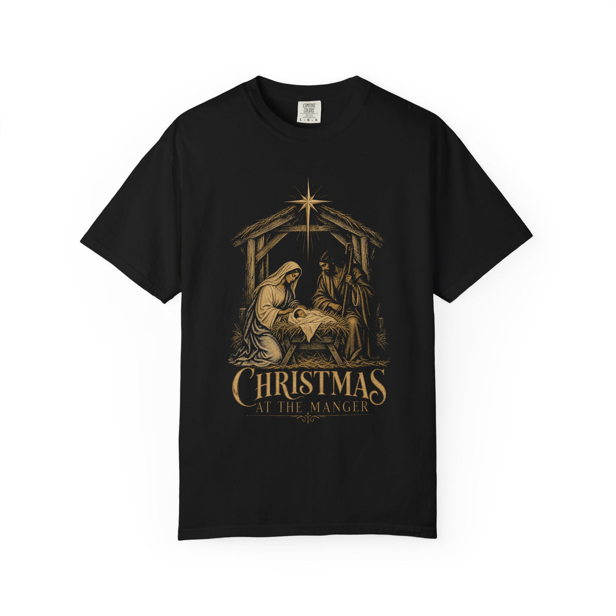Nativity Christmas T-Shirt — "Christmas at the Manger" Religious Holiday Tee