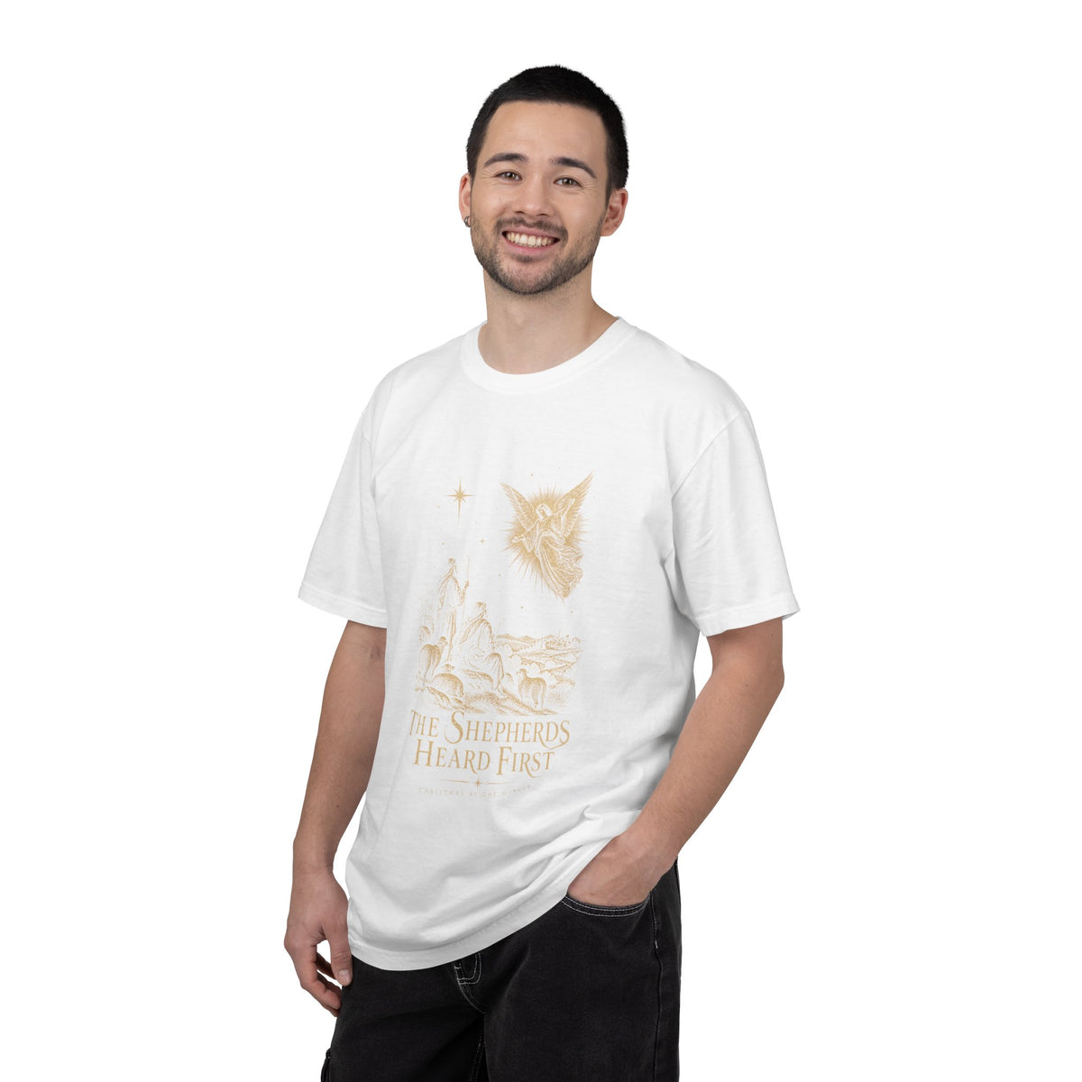 Shepherds Heard First T-Shirt — Nativity Scene Graphic Tee