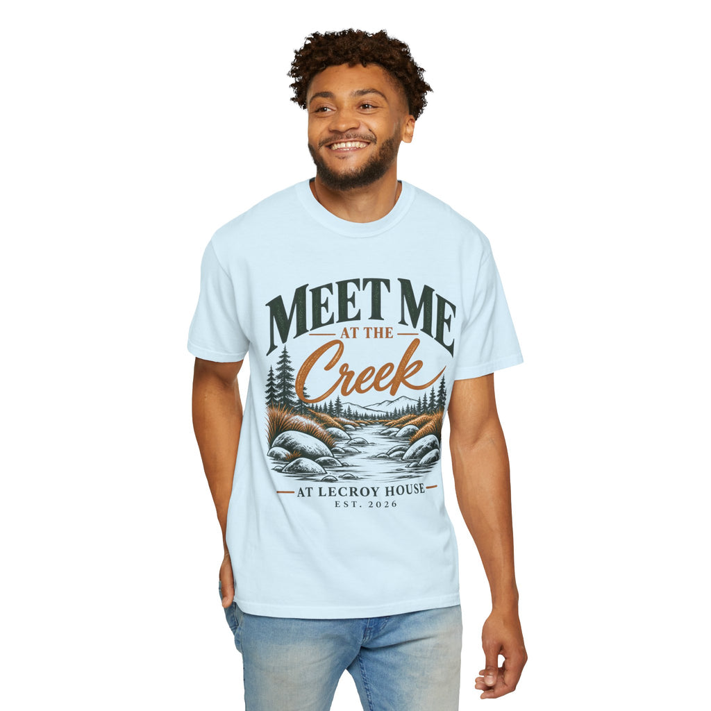 Meet Me at the Creek T-Shirt — Vintage Nature Graphic Tee for Outdoors Lovers