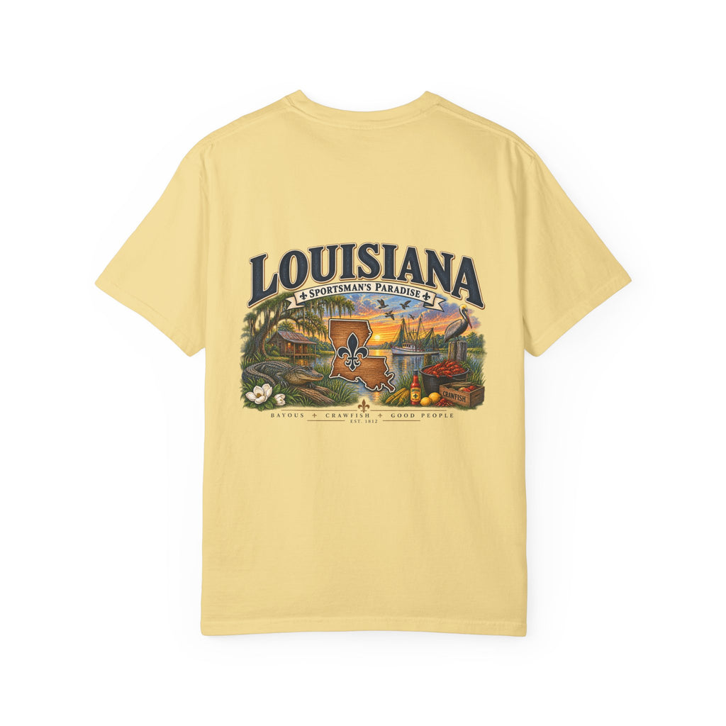 Louisiana Scenic T‑Shirt — State Souvenir Tee (Bayou, Jazz & Cajun Design)