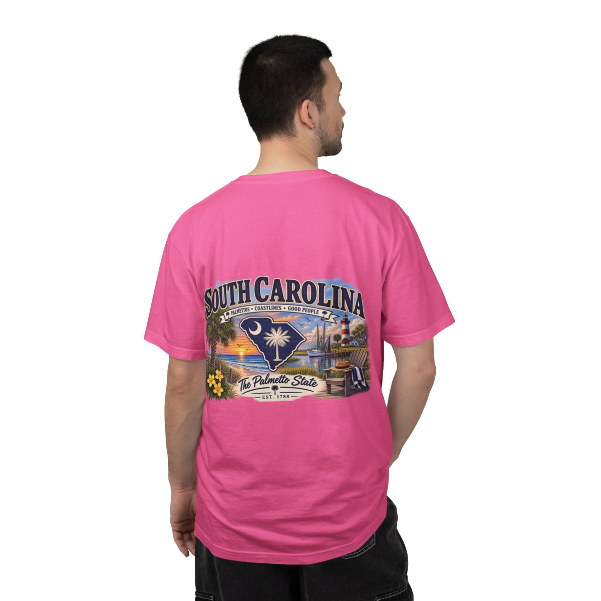 South Carolina Palmetto State T-Shirt — Scenic Beach Sunset Souvenir