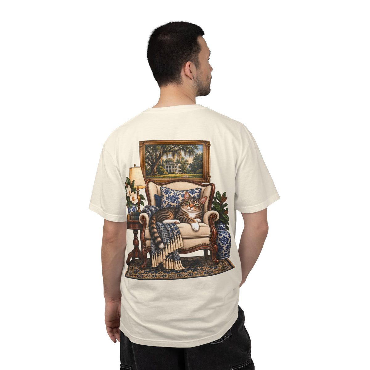 T-Shirt — Cozy Cat Lounge Graphic ("House Cat")