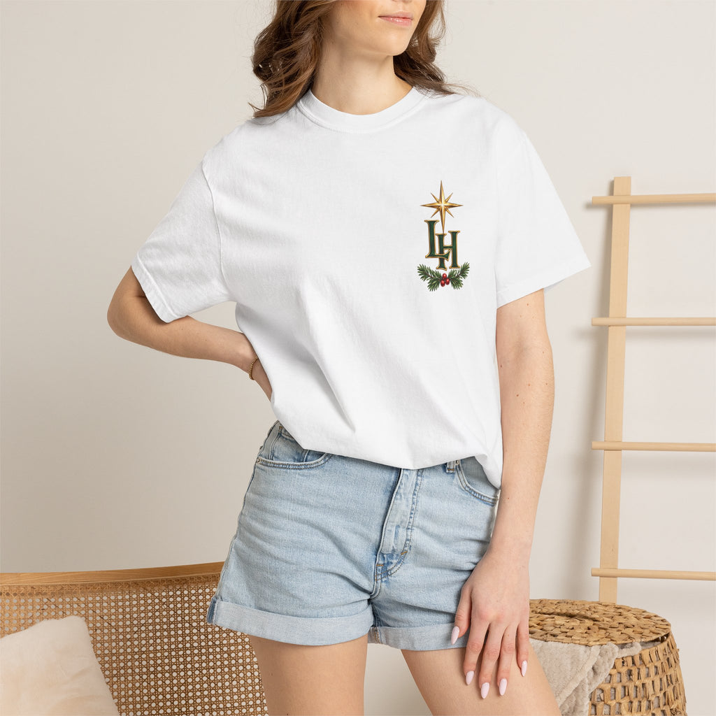 Christmas T-Shirt — "All Is Calm, All Is Bright" Church Scene Holiday Tee