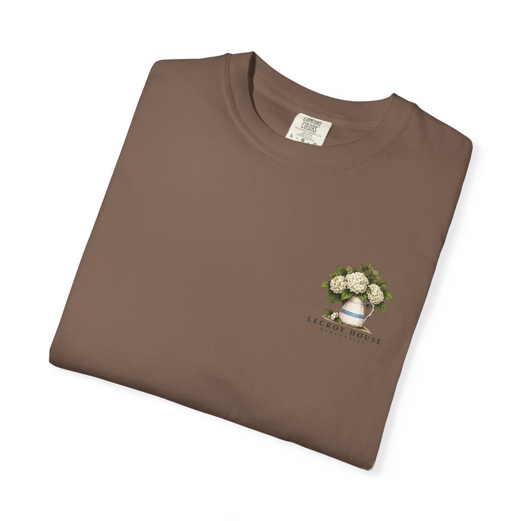 T-Shirt — "Stay For Supper" Scenic Dinner Porch Graphic