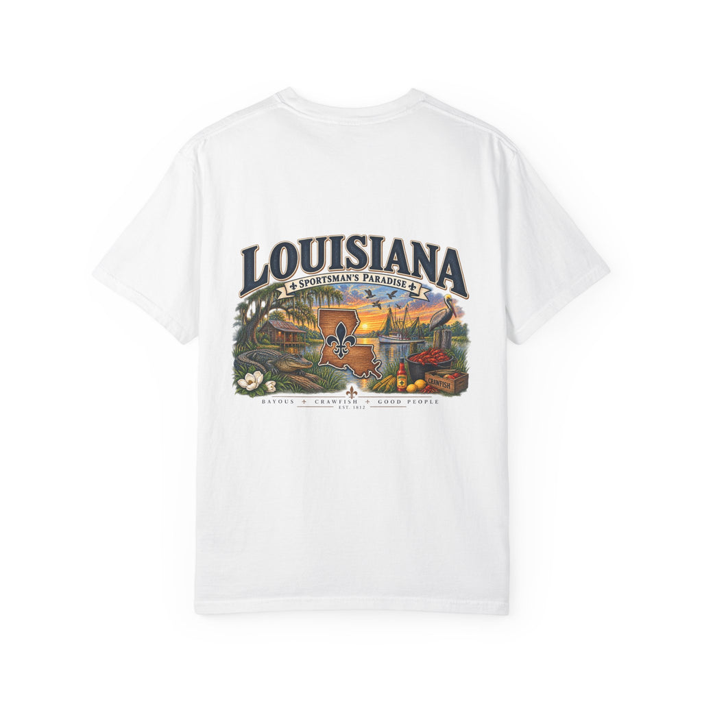 Louisiana Scenic T‑Shirt — State Souvenir Tee (Bayou, Jazz & Cajun Design)