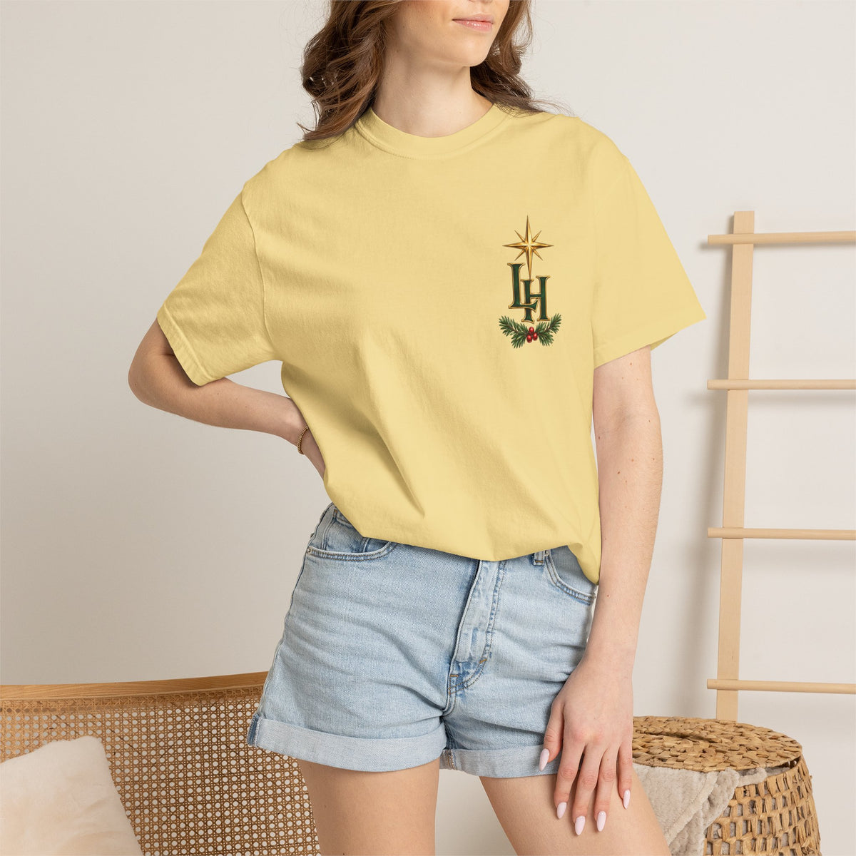 Christmas T-Shirt — "All Is Calm, All Is Bright" Church Scene Holiday Tee