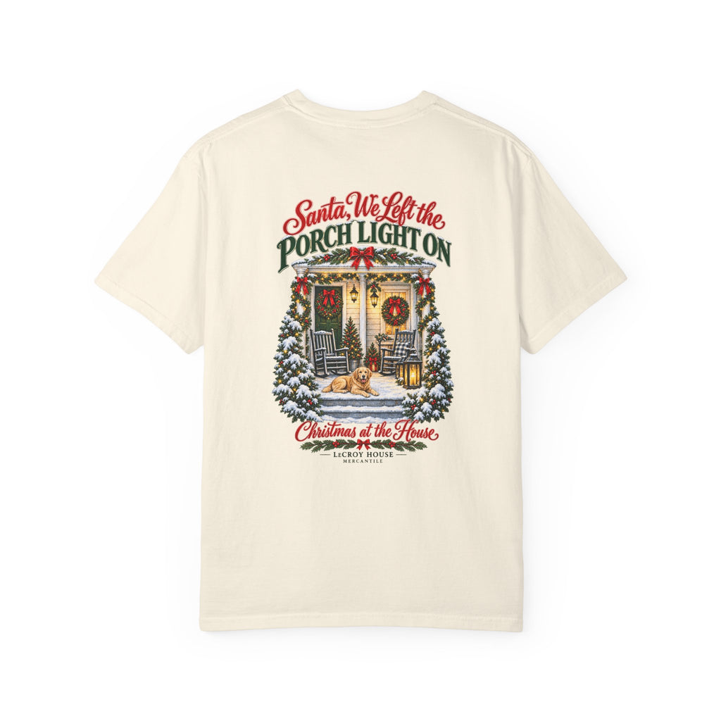 Christmas Porch Lantern T-Shirt — "Santa, We Left the Porch Light On" Holiday Tee