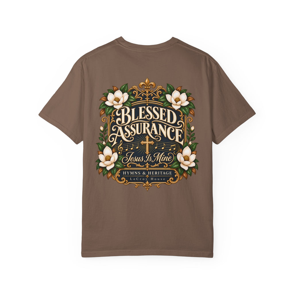 Blessed Assurance T-Shirt — "Jesus Is Mine" Floral Christian Tee