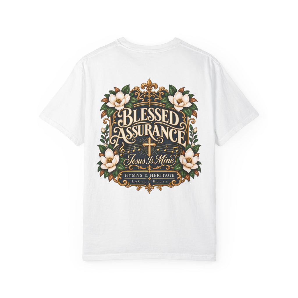 Blessed Assurance T-Shirt — "Jesus Is Mine" Floral Christian Tee