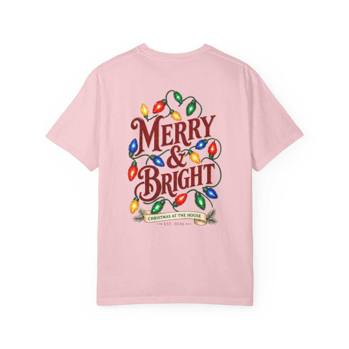 Merry & Bright Holiday T-Shirt — Christmas Lights Graphic Tee
