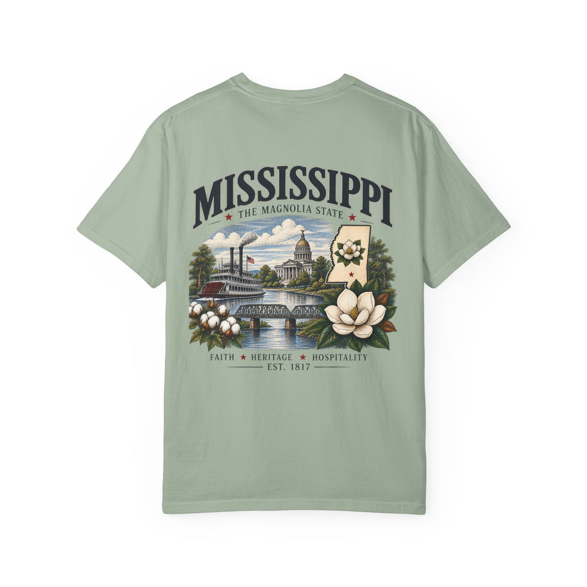 Mississippi Magnolia State T-Shirt — State Capitol & River Graphic