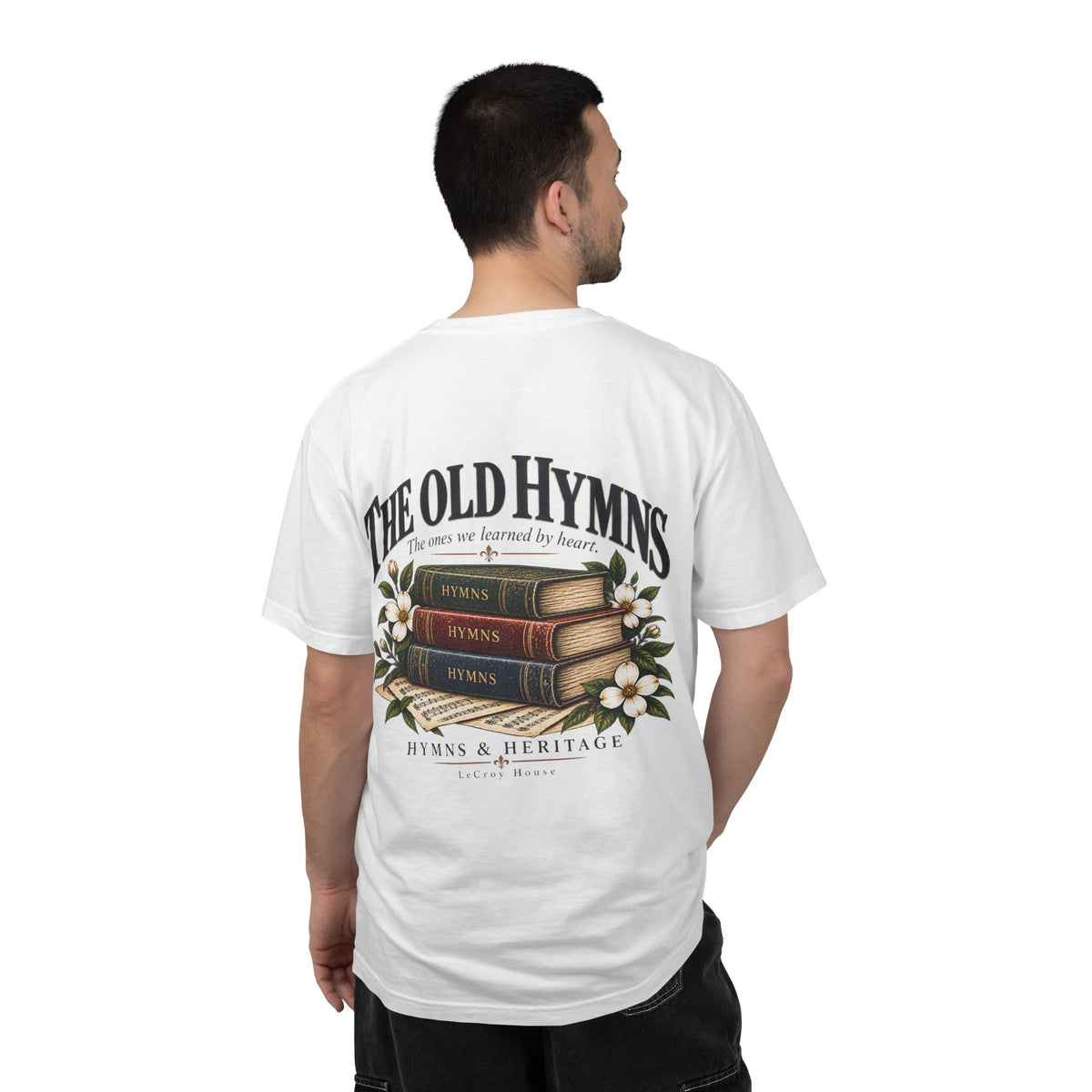 The Old Hymns T-Shirt — Vintage Hymnal Stack Christian Music Tee