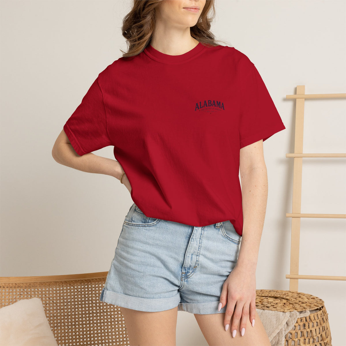 Alabama Heritage T-Shirt — State Scenic Back Print with Magnolia & Capitol