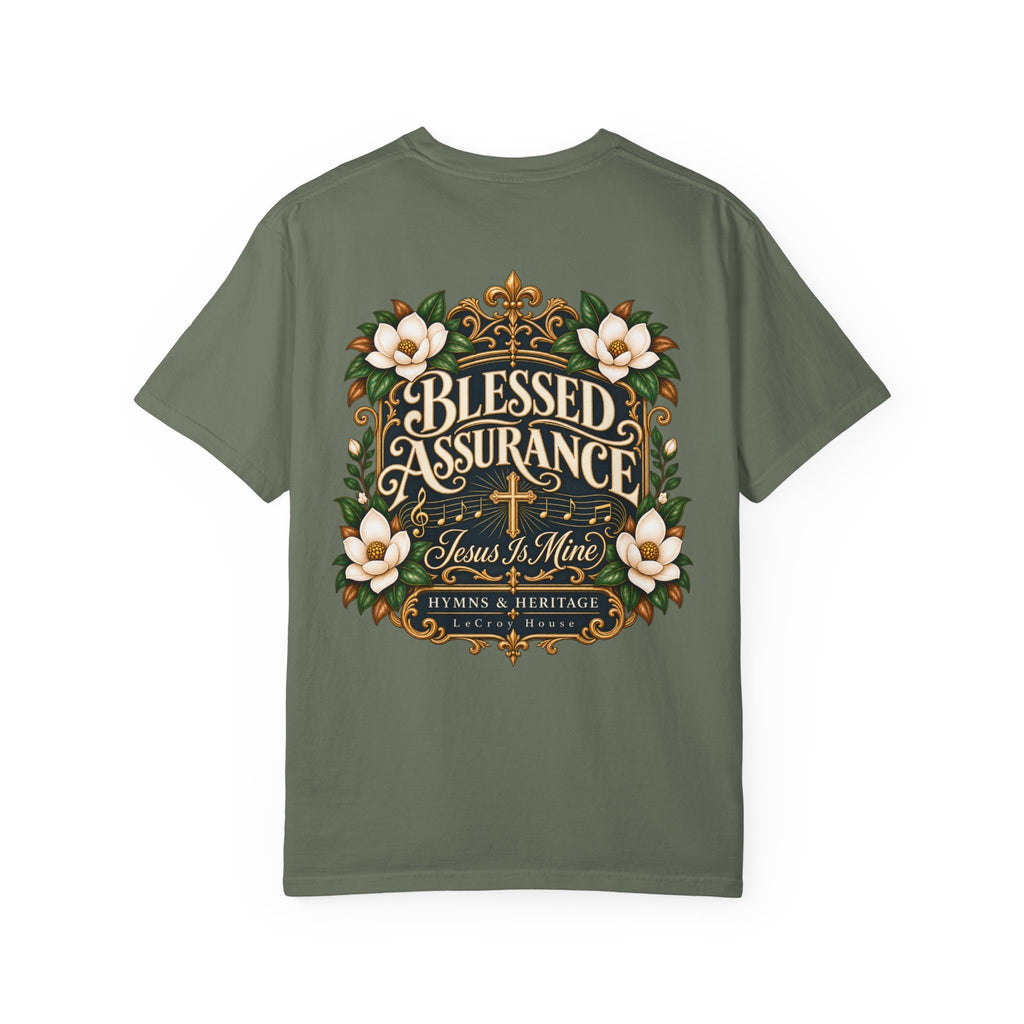 Blessed Assurance T-Shirt — "Jesus Is Mine" Floral Christian Tee
