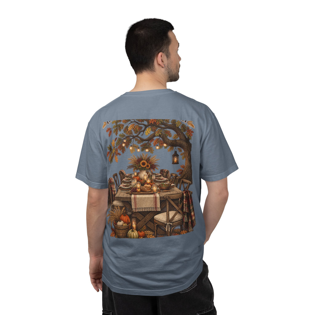 Autumn Harvest T-Shirt — Thanksgiving Rustic Table Fall Pumpkin Graphic