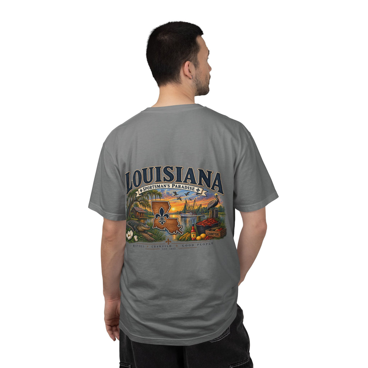Louisiana Scenic T‑Shirt — State Souvenir Tee (Bayou, Jazz & Cajun Design)