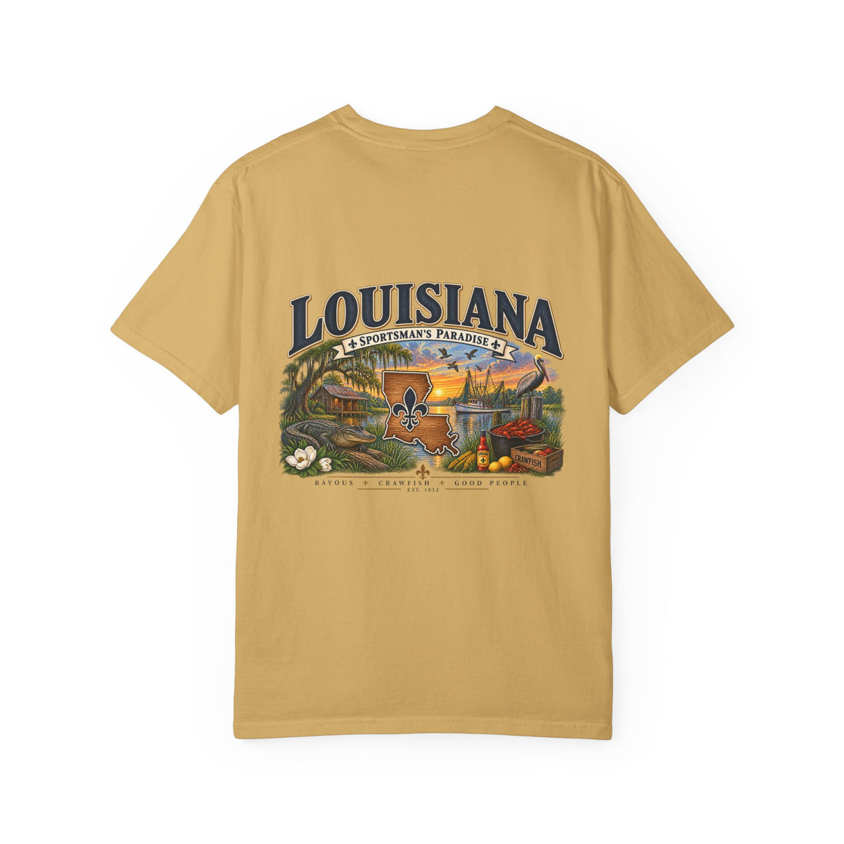 Louisiana Scenic T‑Shirt — State Souvenir Tee (Bayou, Jazz & Cajun Design)
