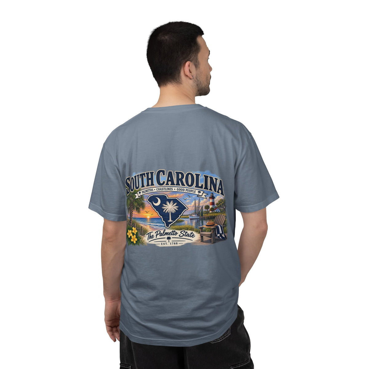 South Carolina Palmetto State T-Shirt — Scenic Beach Sunset Souvenir