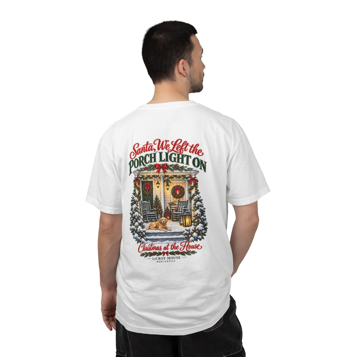 Christmas Porch Lantern T-Shirt — "Santa, We Left the Porch Light On" Holiday Tee