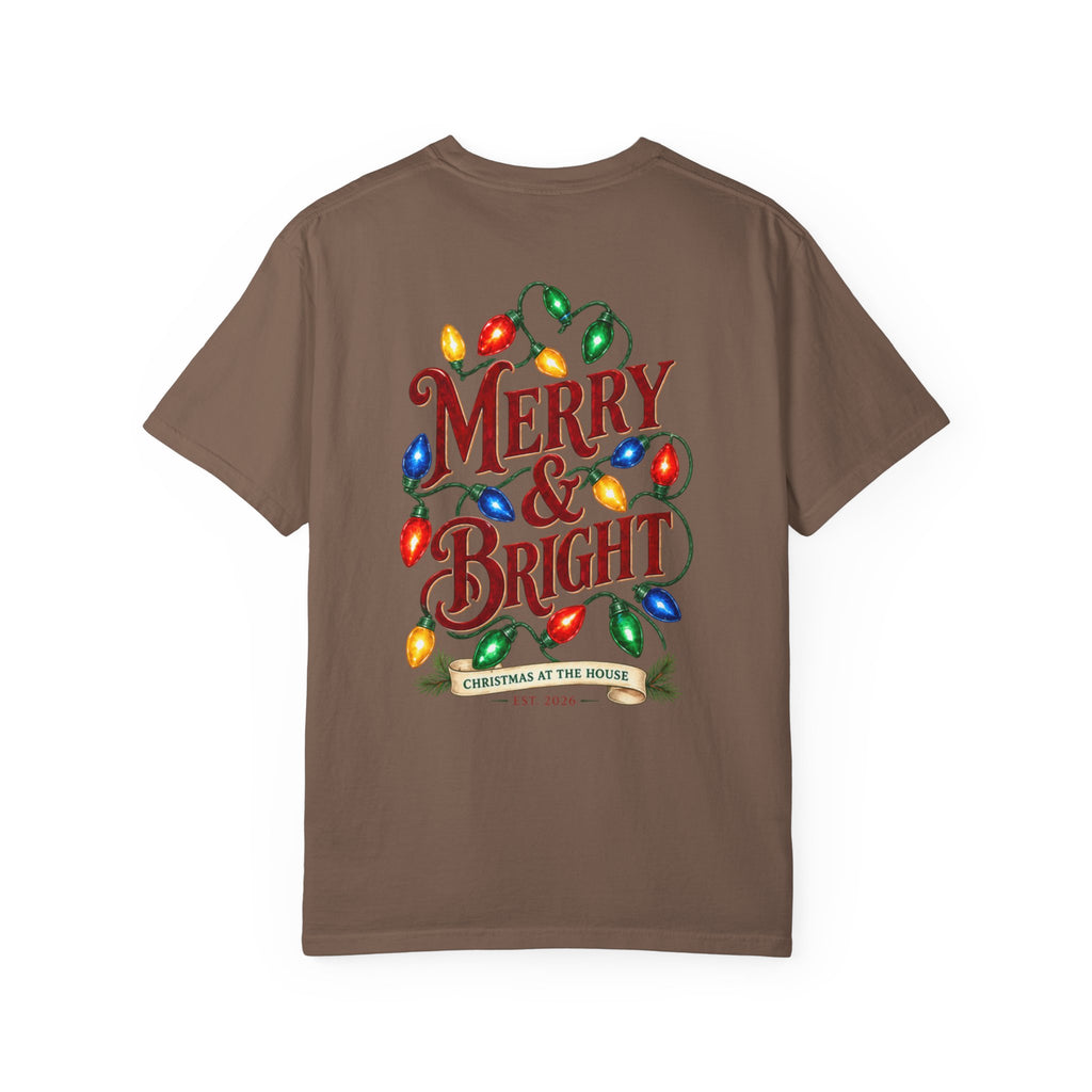 Merry & Bright Holiday T-Shirt — Christmas Lights Graphic Tee