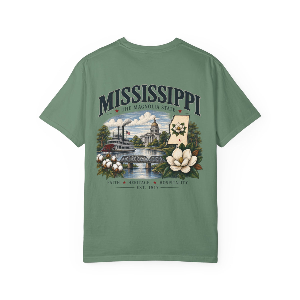 Mississippi Magnolia State T-Shirt — State Capitol & River Graphic
