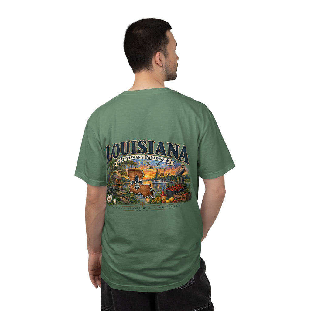 Louisiana Scenic T‑Shirt — State Souvenir Tee (Bayou, Jazz & Cajun Design)