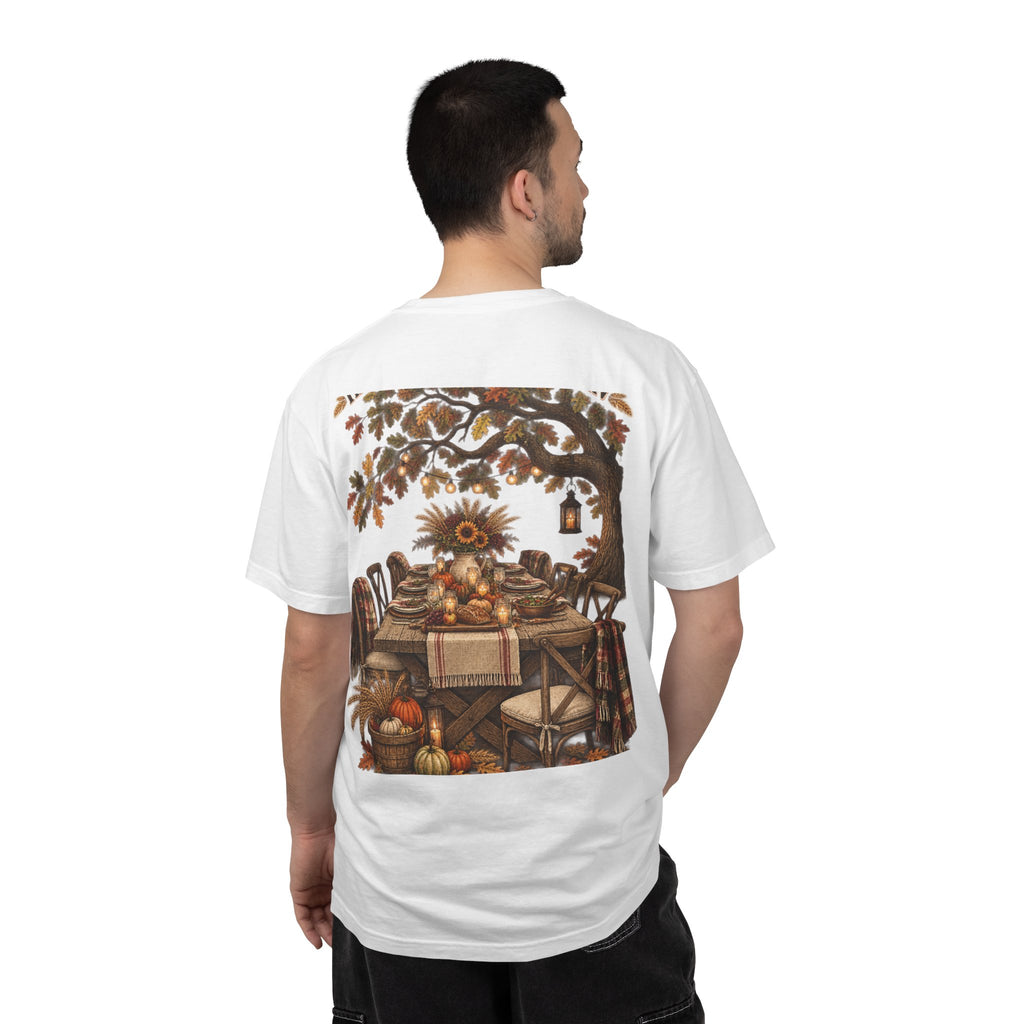 Autumn Harvest T-Shirt — Thanksgiving Rustic Table Fall Pumpkin Graphic