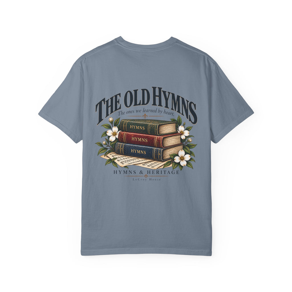 The Old Hymns T-Shirt — Vintage Hymnal Stack Christian Music Tee