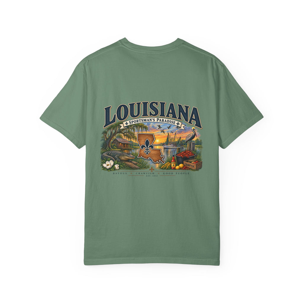 Louisiana Scenic T‑Shirt — State Souvenir Tee (Bayou, Jazz & Cajun Design)