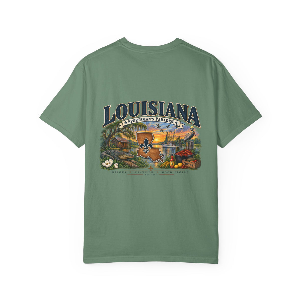 Louisiana Scenic T‑Shirt — State Souvenir Tee (Bayou, Jazz & Cajun Design)