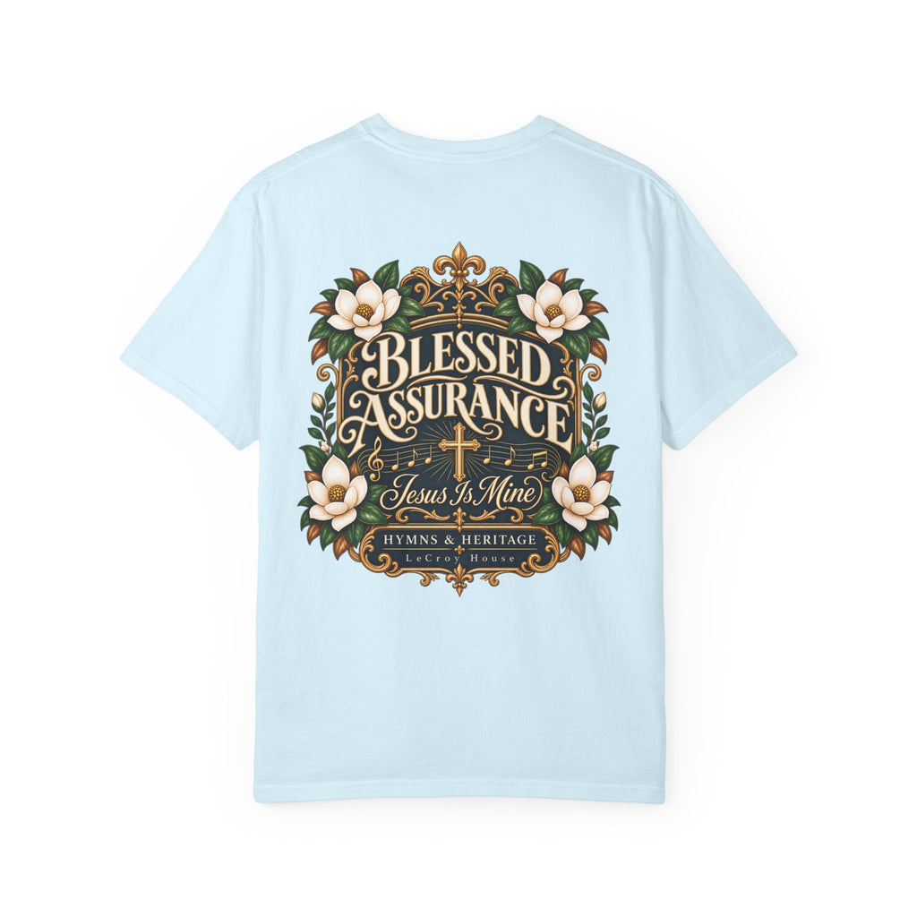 Blessed Assurance T-Shirt — "Jesus Is Mine" Floral Christian Tee