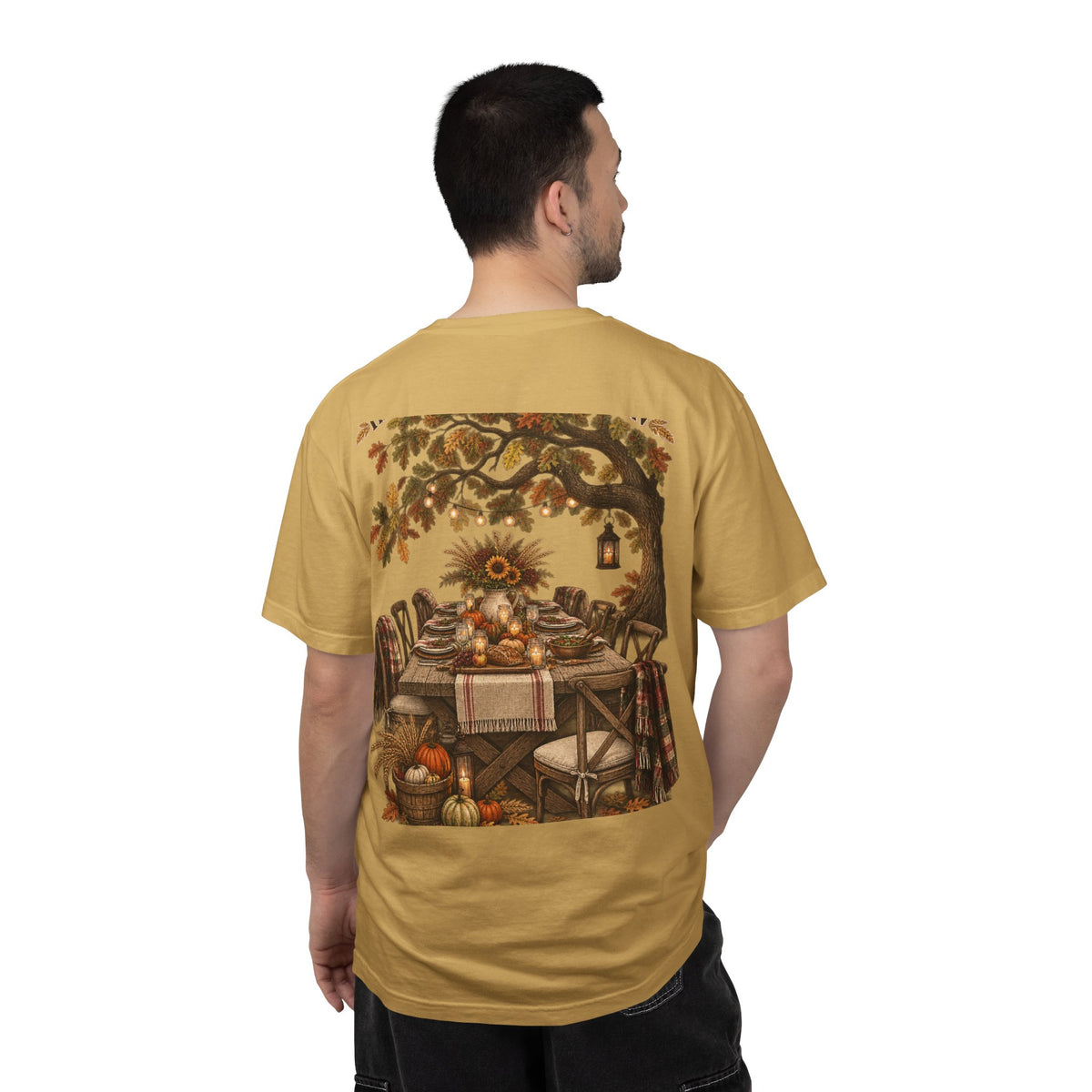 Autumn Harvest T-Shirt — Thanksgiving Rustic Table Fall Pumpkin Graphic