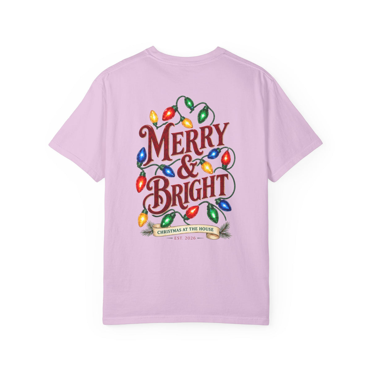 Merry & Bright Holiday T-Shirt — Christmas Lights Graphic Tee