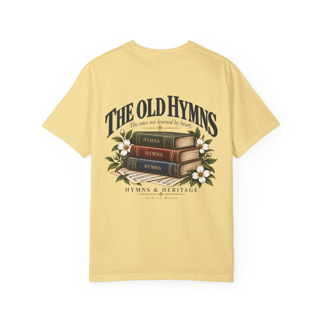 The Old Hymns T-Shirt — Vintage Hymnal Stack Christian Music Tee