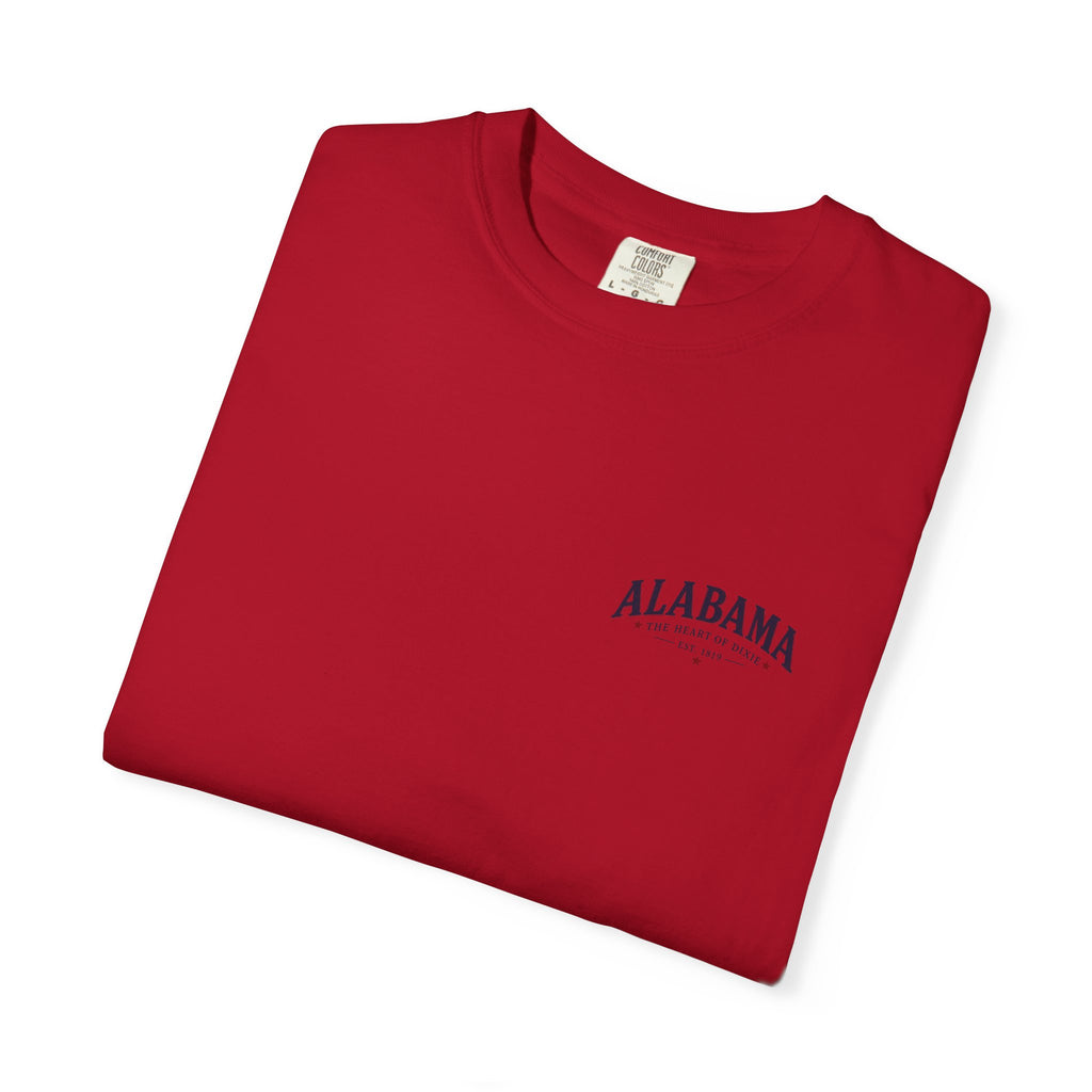 Alabama Heritage T-Shirt — State Scenic Back Print with Magnolia & Capitol