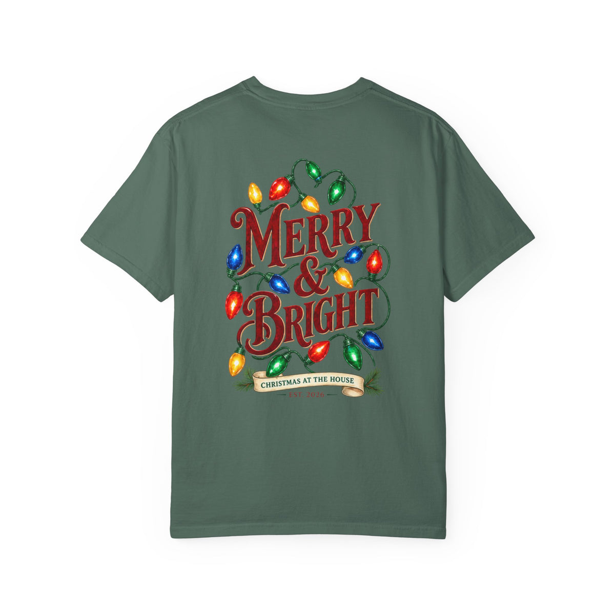 Merry & Bright Holiday T-Shirt — Christmas Lights Graphic Tee