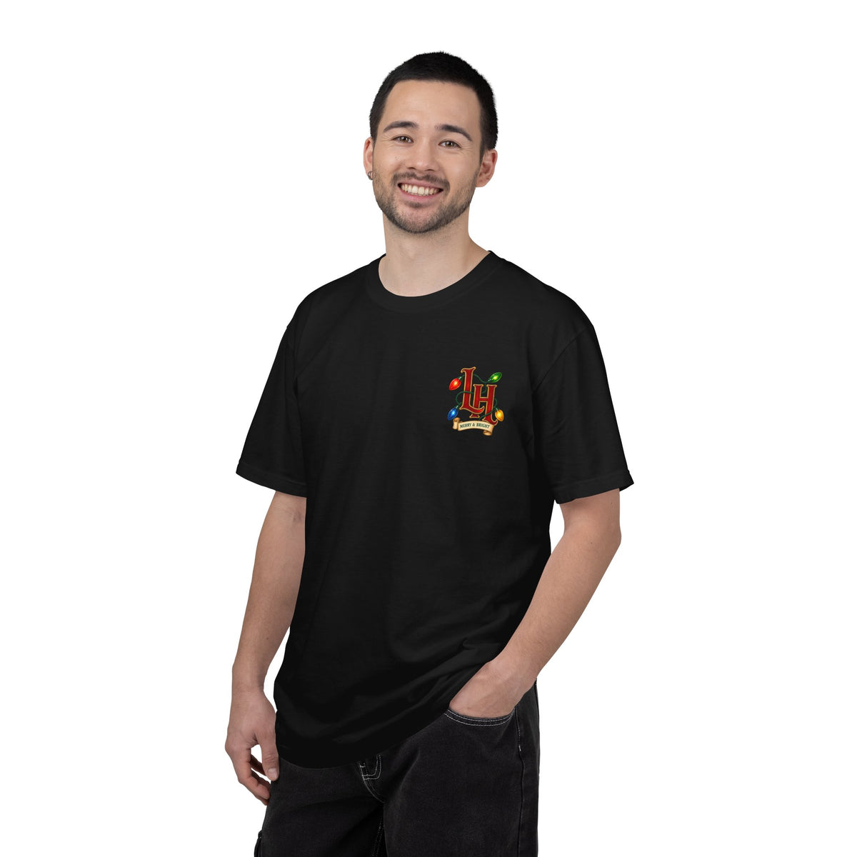 Merry & Bright Holiday T-Shirt — Christmas Lights Graphic Tee