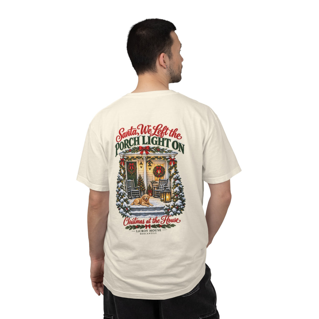 Christmas Porch Lantern T-Shirt — "Santa, We Left the Porch Light On" Holiday Tee
