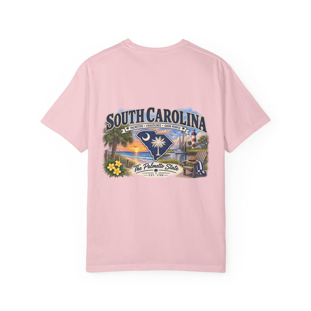 South Carolina Palmetto State T-Shirt — Scenic Beach Sunset Souvenir