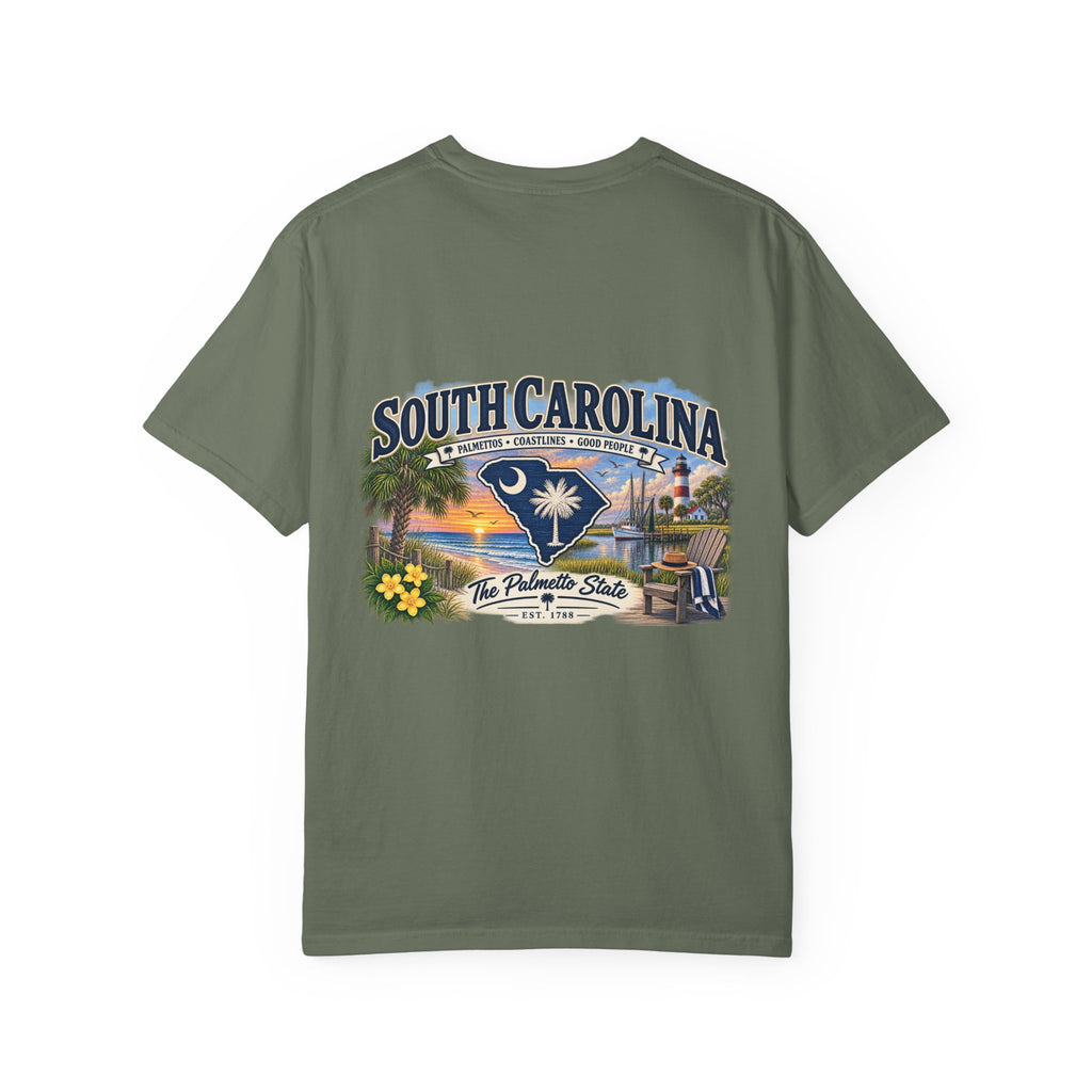 South Carolina Palmetto State T-Shirt — Scenic Beach Sunset Souvenir