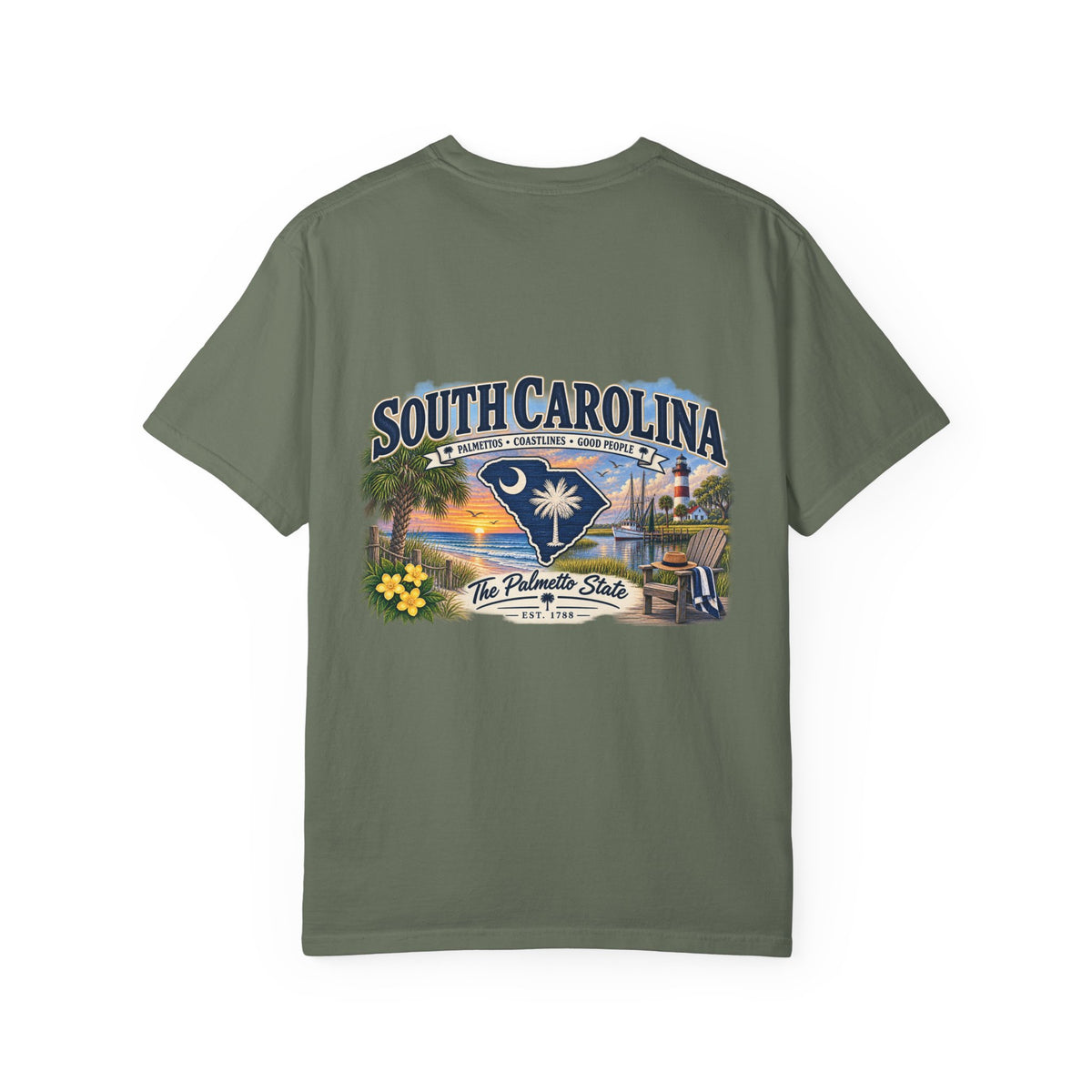 South Carolina Palmetto State T-Shirt — Scenic Beach Sunset Souvenir