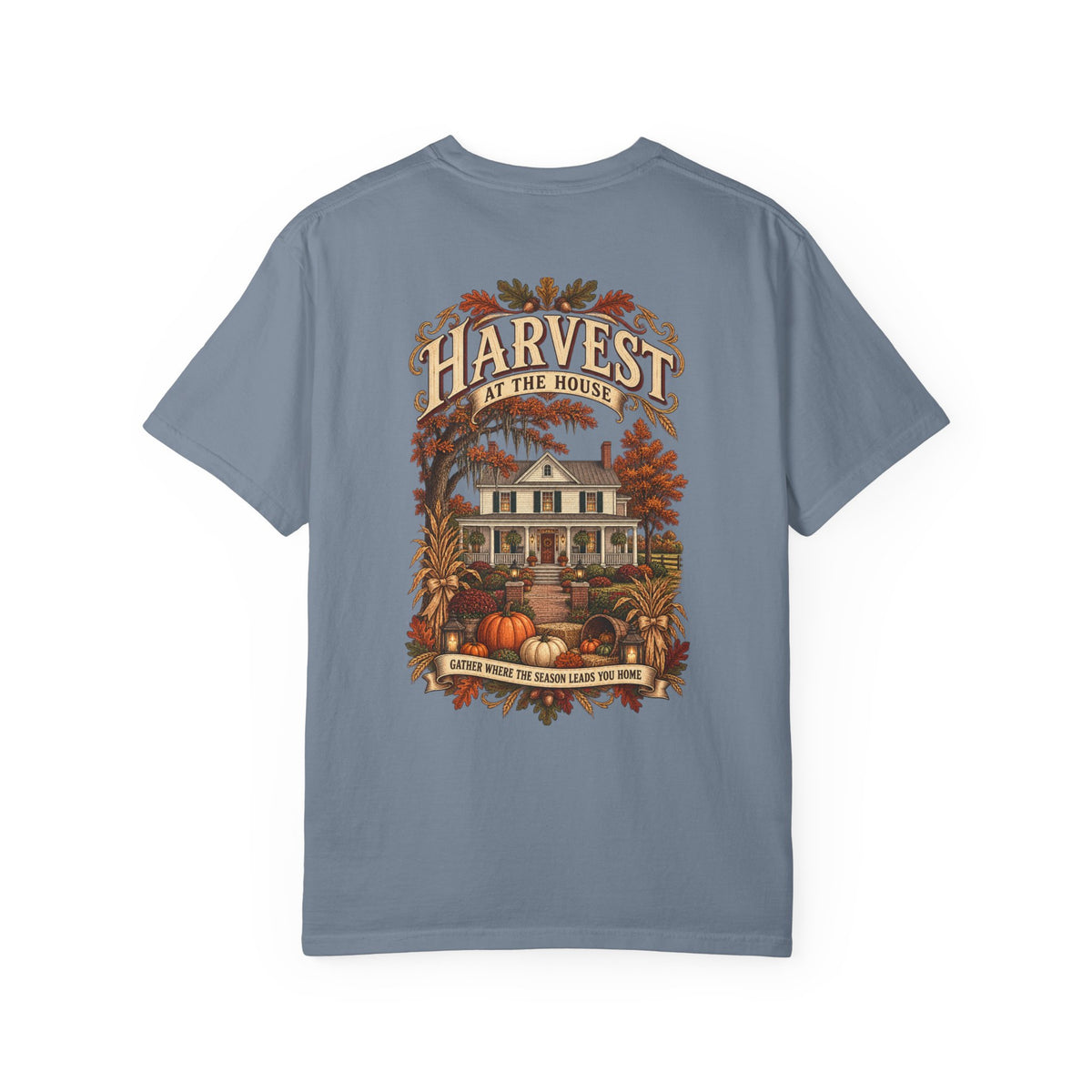 Harvest at the House Graphic T-Shirt — Fall Pumpkin Farmhouse Tee